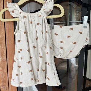 Quincy Mae Ruffle Swing Dress Snails bloomers set ribbed toddler baby girl